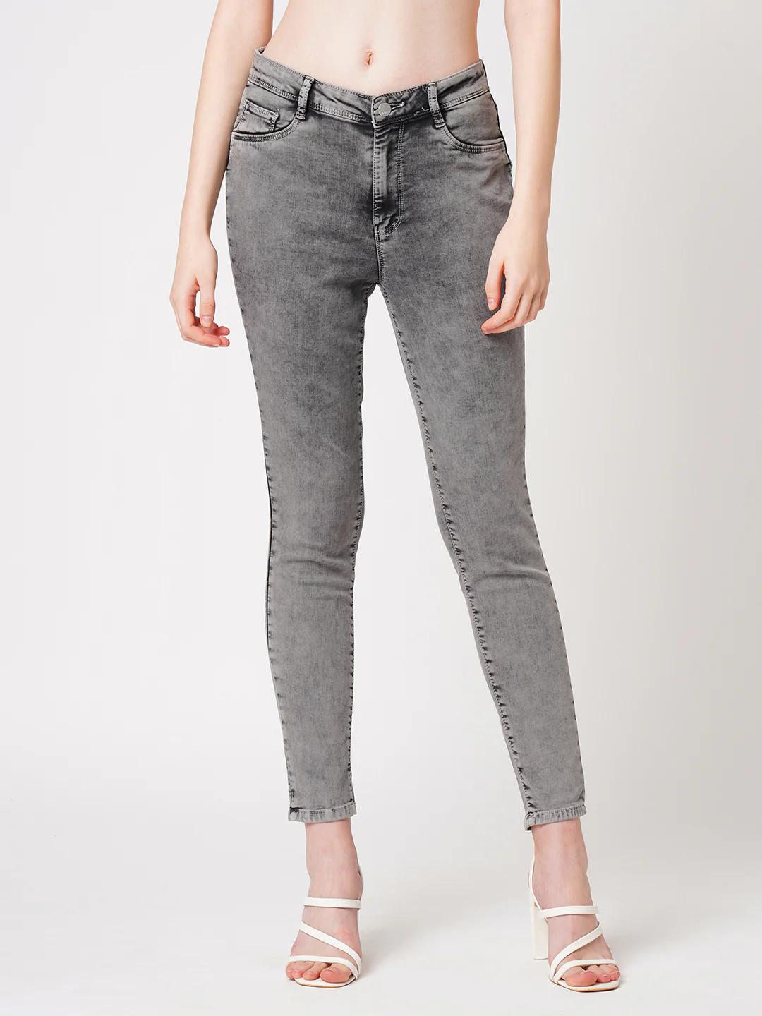 Women Grey High-Rise Skinny Jeans - Image 2
