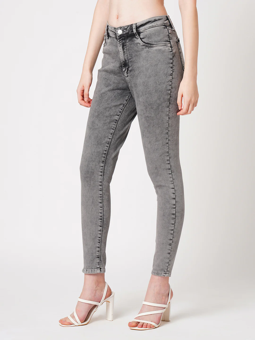 Women Grey High-Rise Skinny Jeans - Image 6