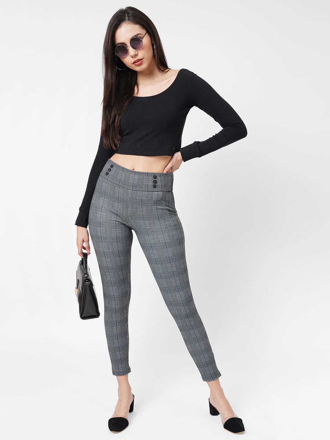 Women Grey High-Rise Skinny Treggings - Image 4