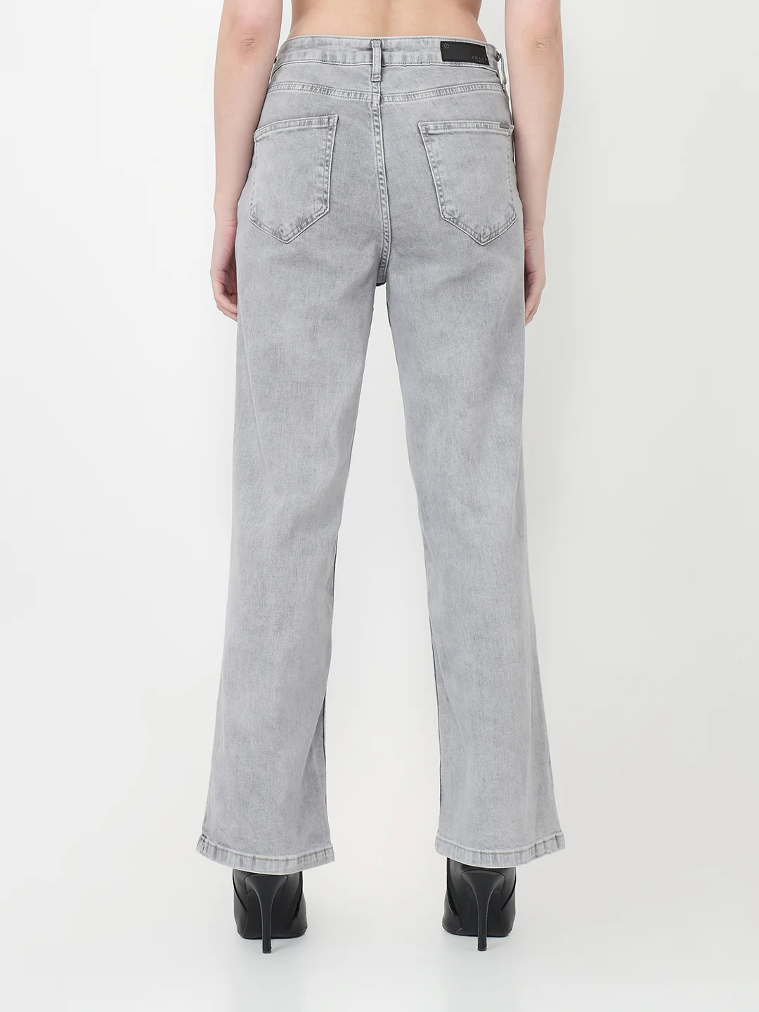 Women Grey High-Rise Wide Leg Jeans - Image 3