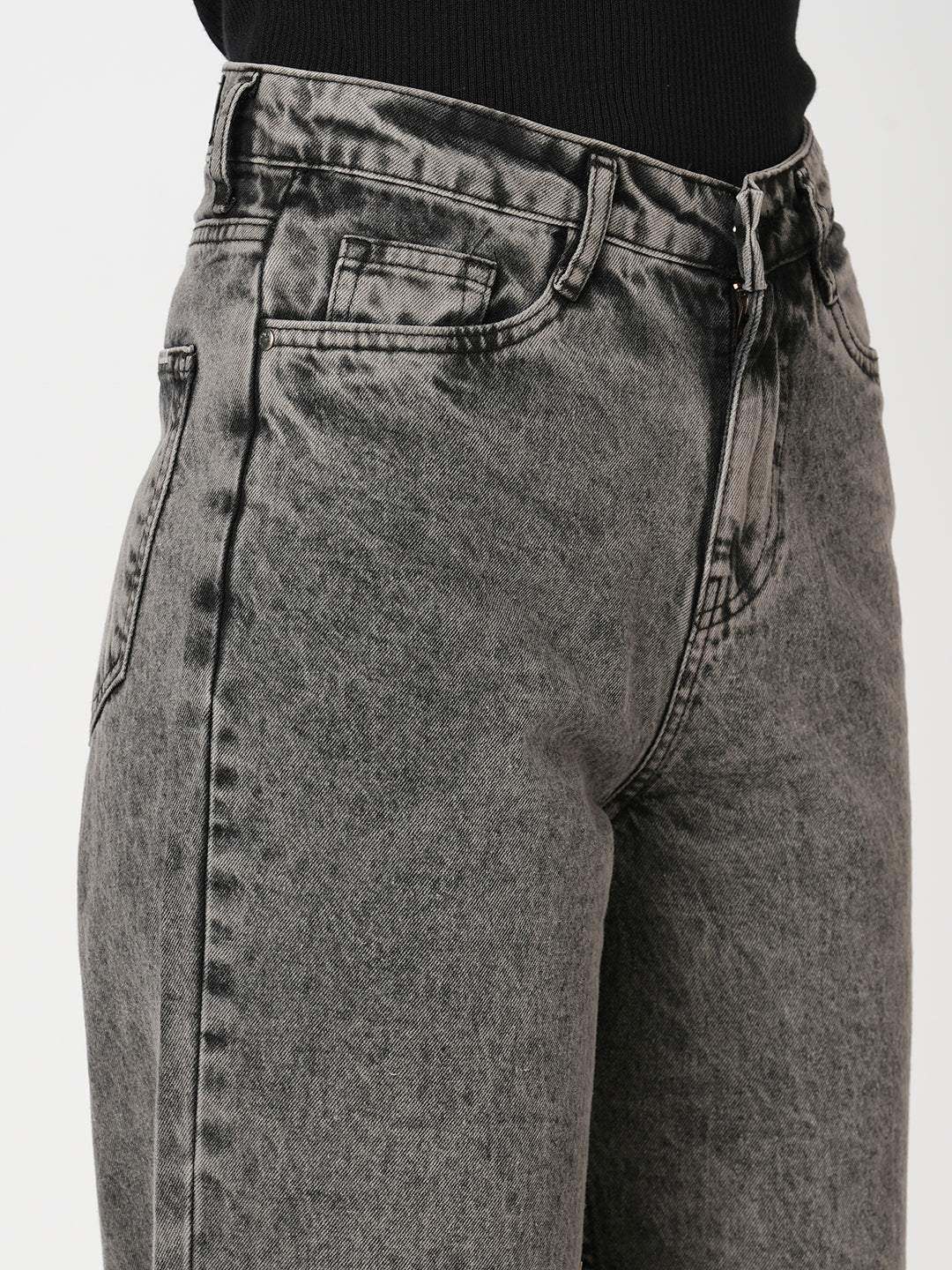 Women Grey High-Rise Wide Leg Jeans - Image 6