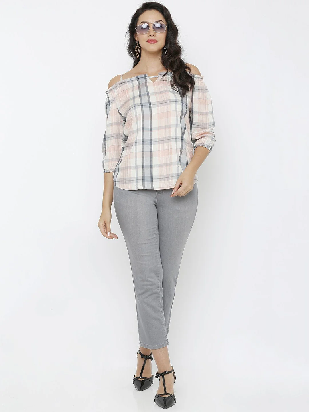 Women Grey Mid-Rise Crop Flare Jeans