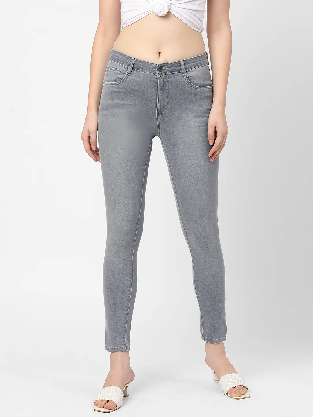 Women Grey Mid-Rise Skinny Fit Jeans - Image 2