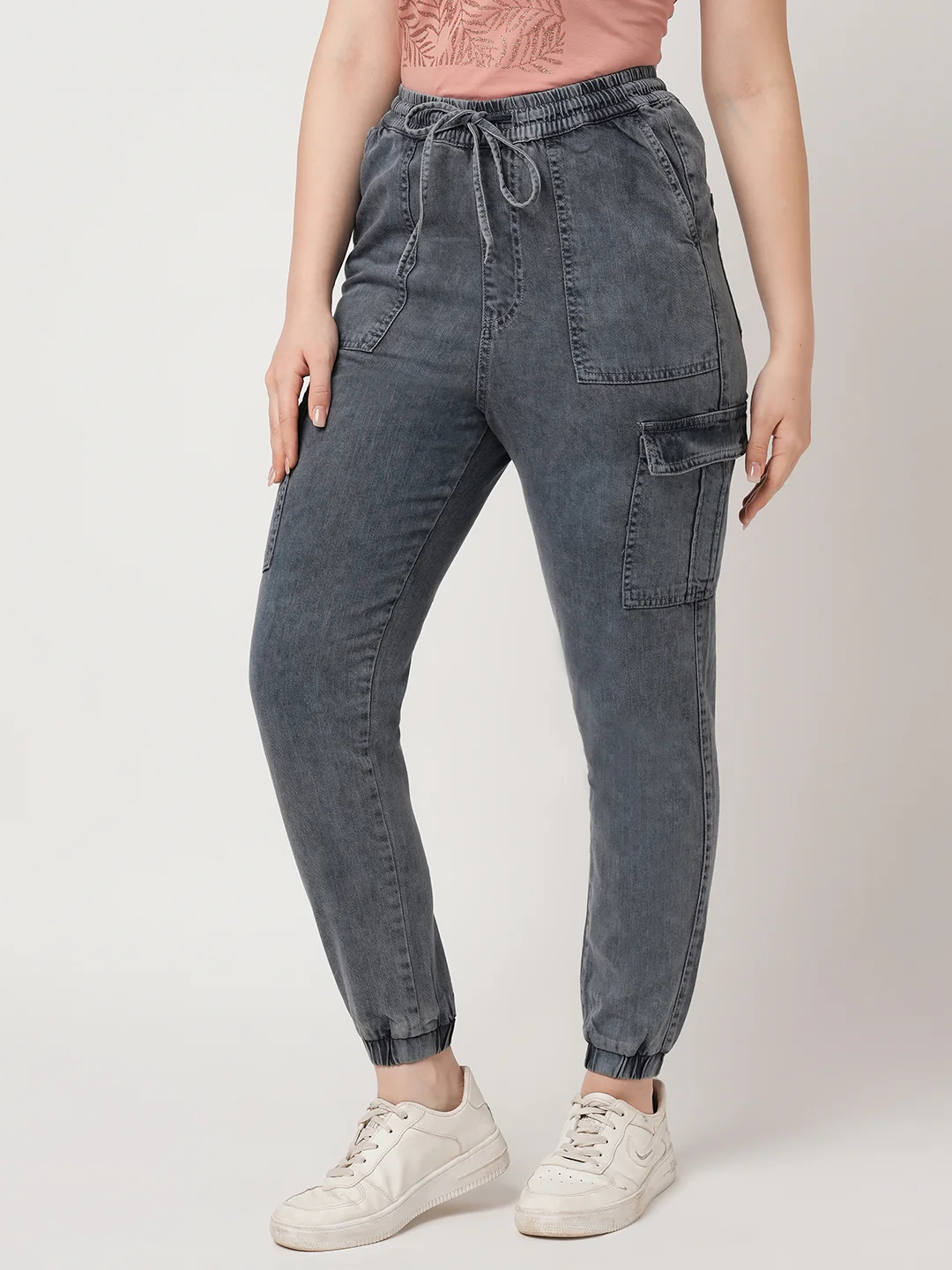 Women Grey Mid-Rise Skinny Joggers - Image 2