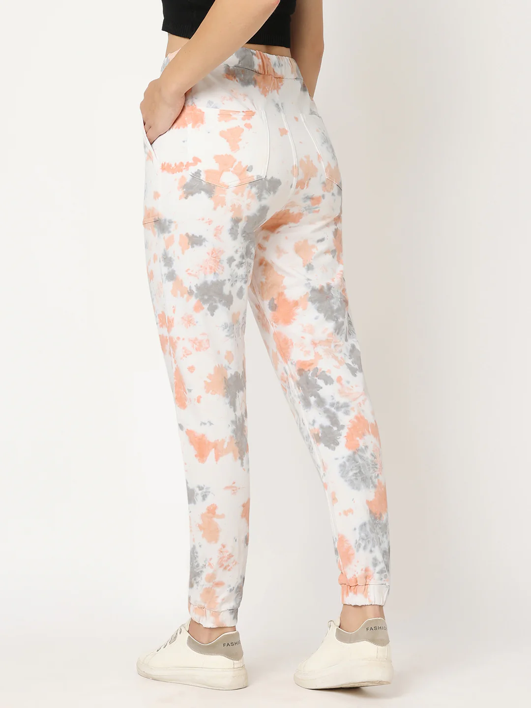 Women Grey/Peach Tie/Dye Athleisure - Image 3