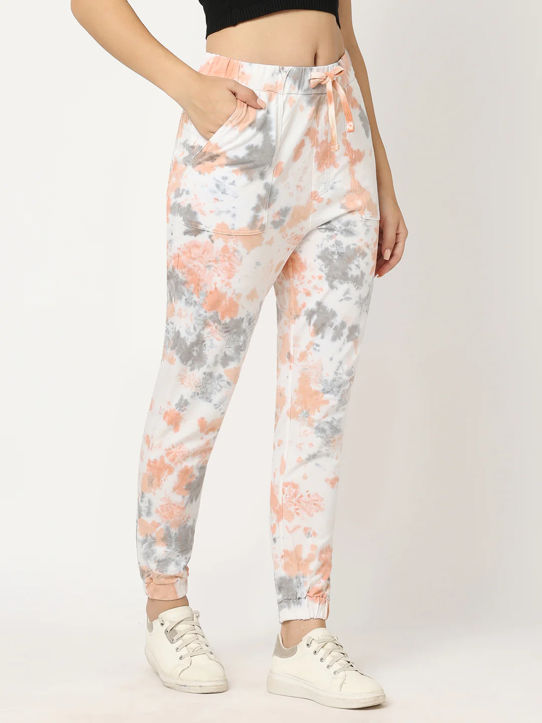 Women Grey/Peach Tie/Dye Athleisure - Image 5