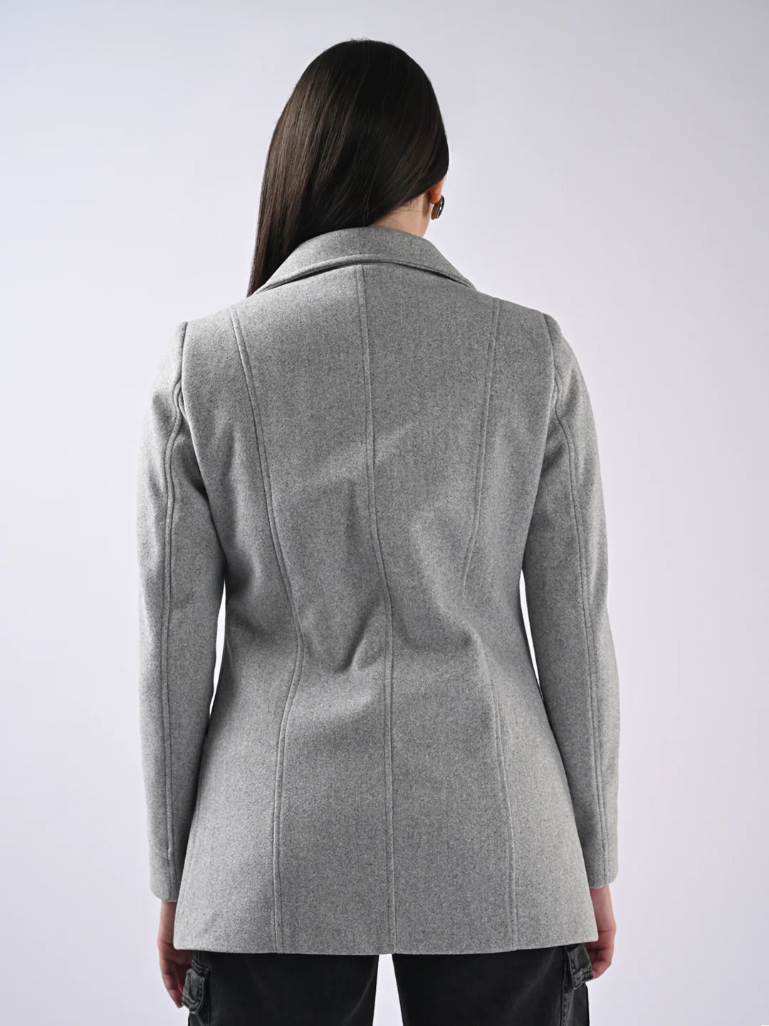 Women Grey Slim Fit Coat - Image 3