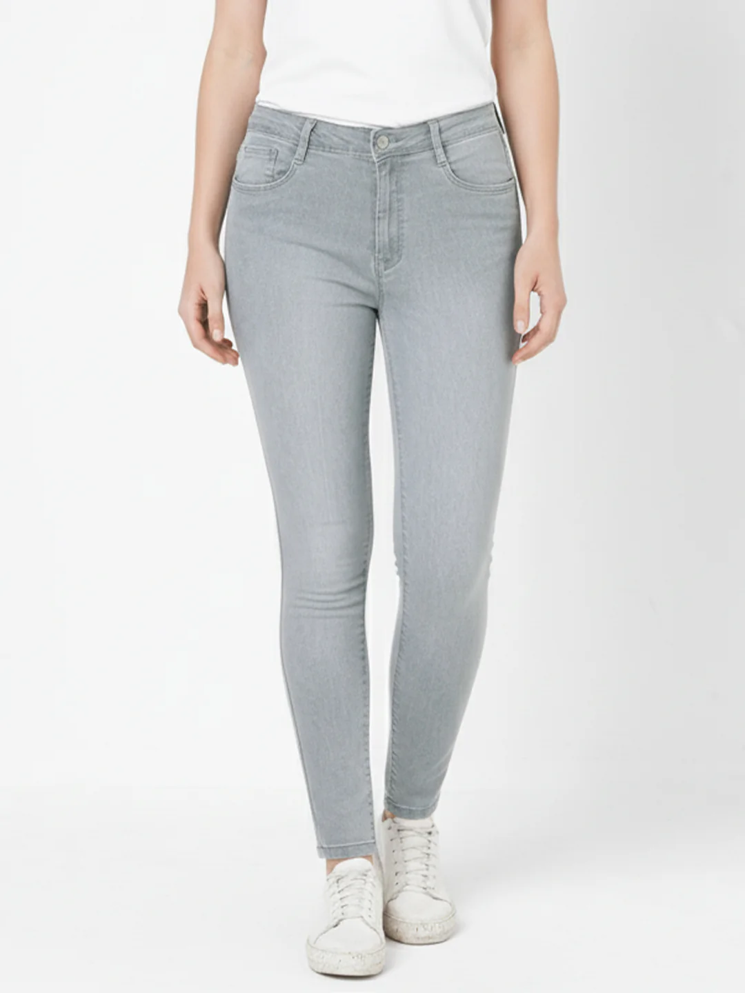 Women Grey Super High-Rise Super Skinny Jeans - Image 2
