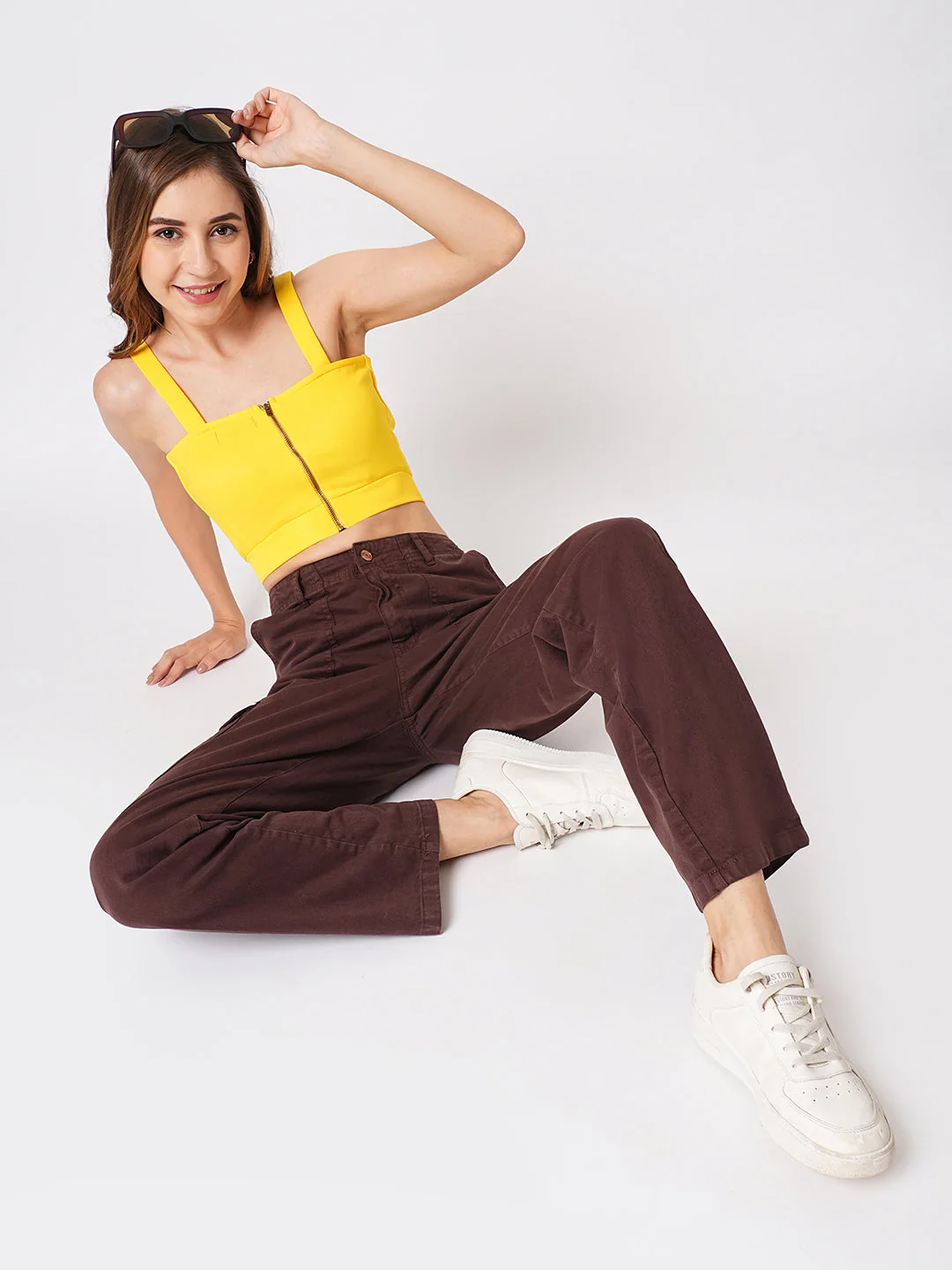 Women Sepia High-Rise Cargo