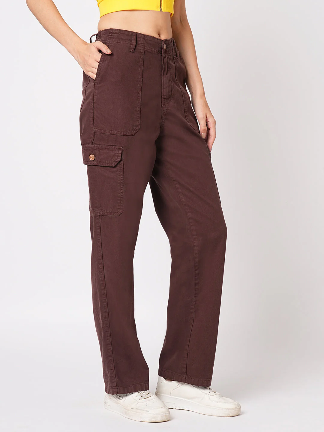 Women Sepia High-Rise Cargo - Image 5