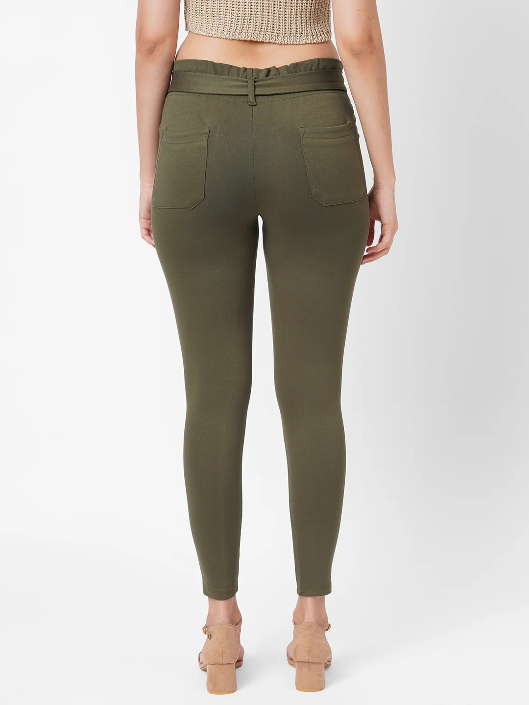 Women High-Rise Comfort Paper Bag Pants - Image 3