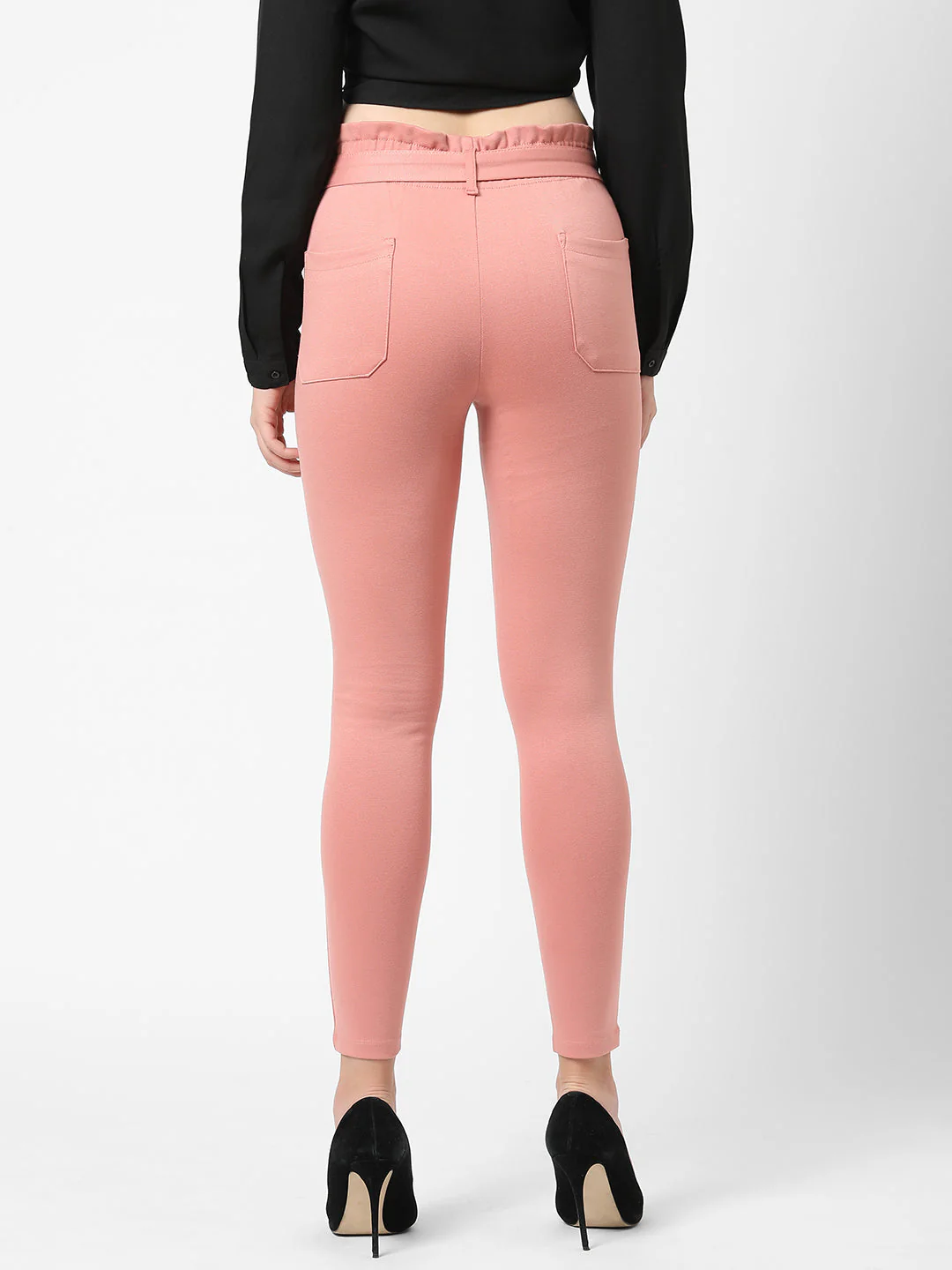 Women High-Rise Comfort Paper Bag Pants - Image 3