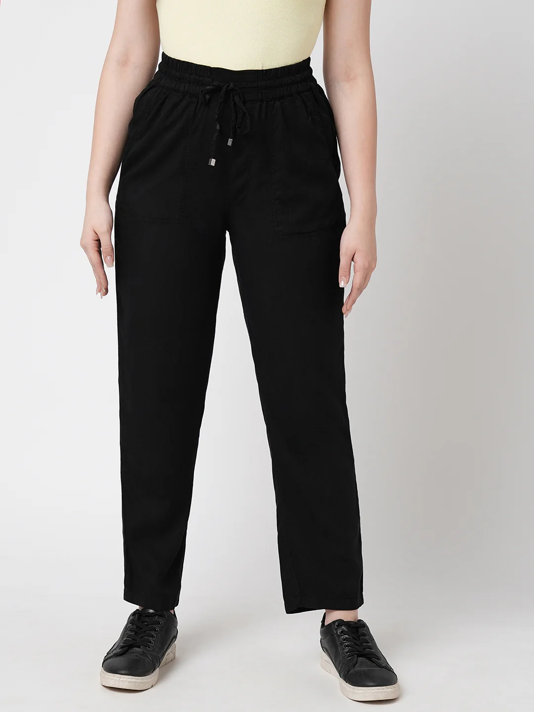 Women High-Rise Comfort Paper Bag Pants - Image 2