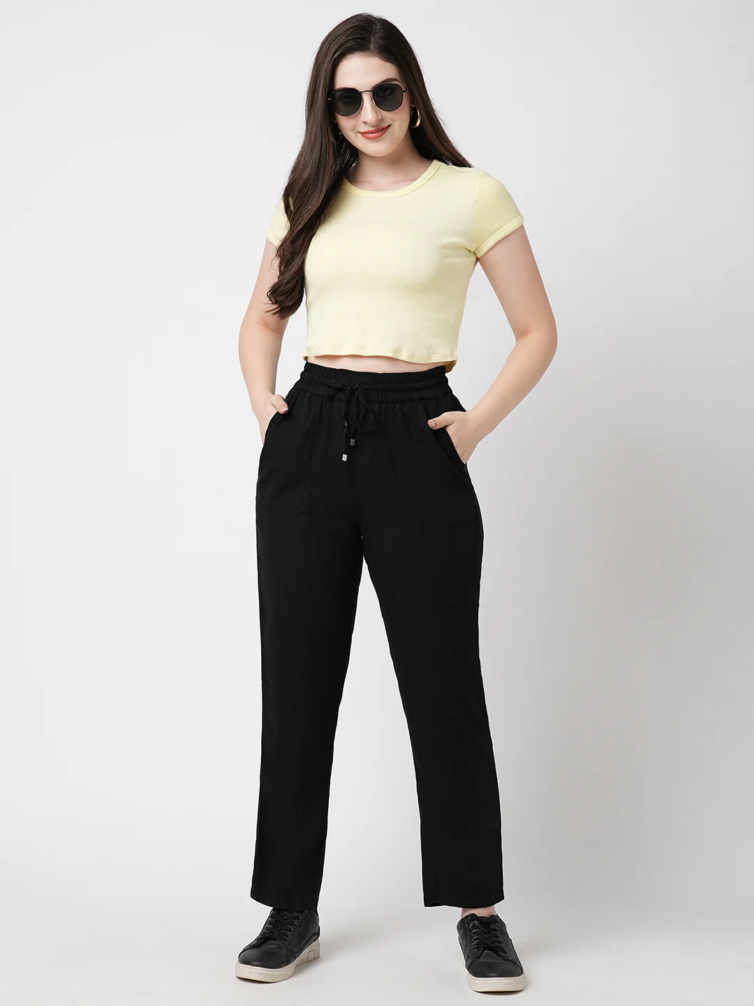 Women High-Rise Comfort Paper Bag Pants - Image 4