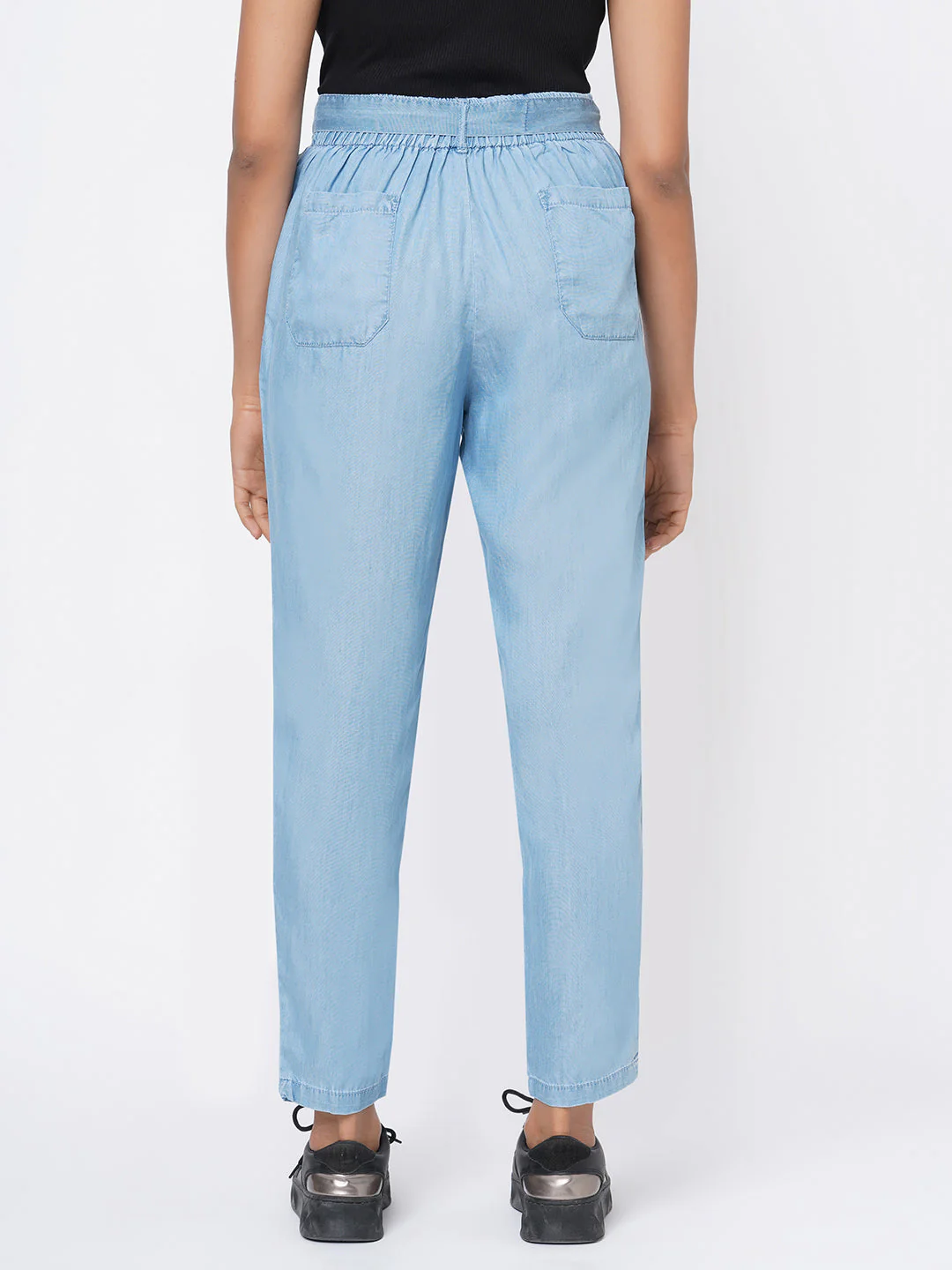 Women High-Rise Comfort Paper Bag Pants - Image 3
