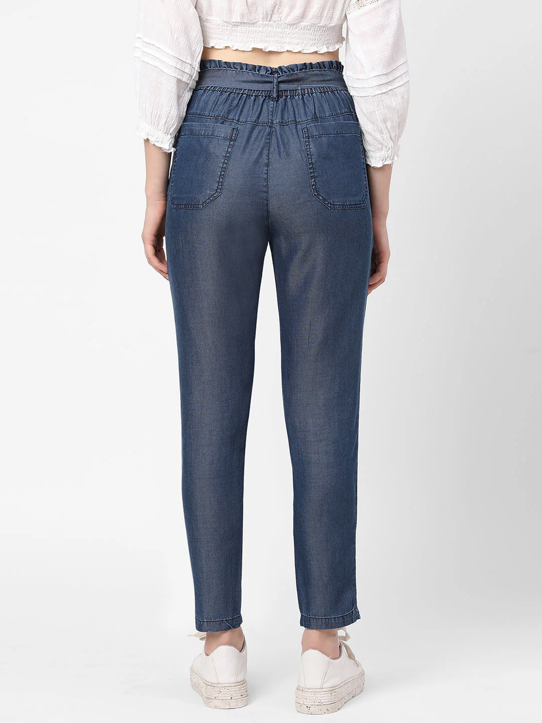 Women High-Rise Comfort Paper Bag Pants - Image 3