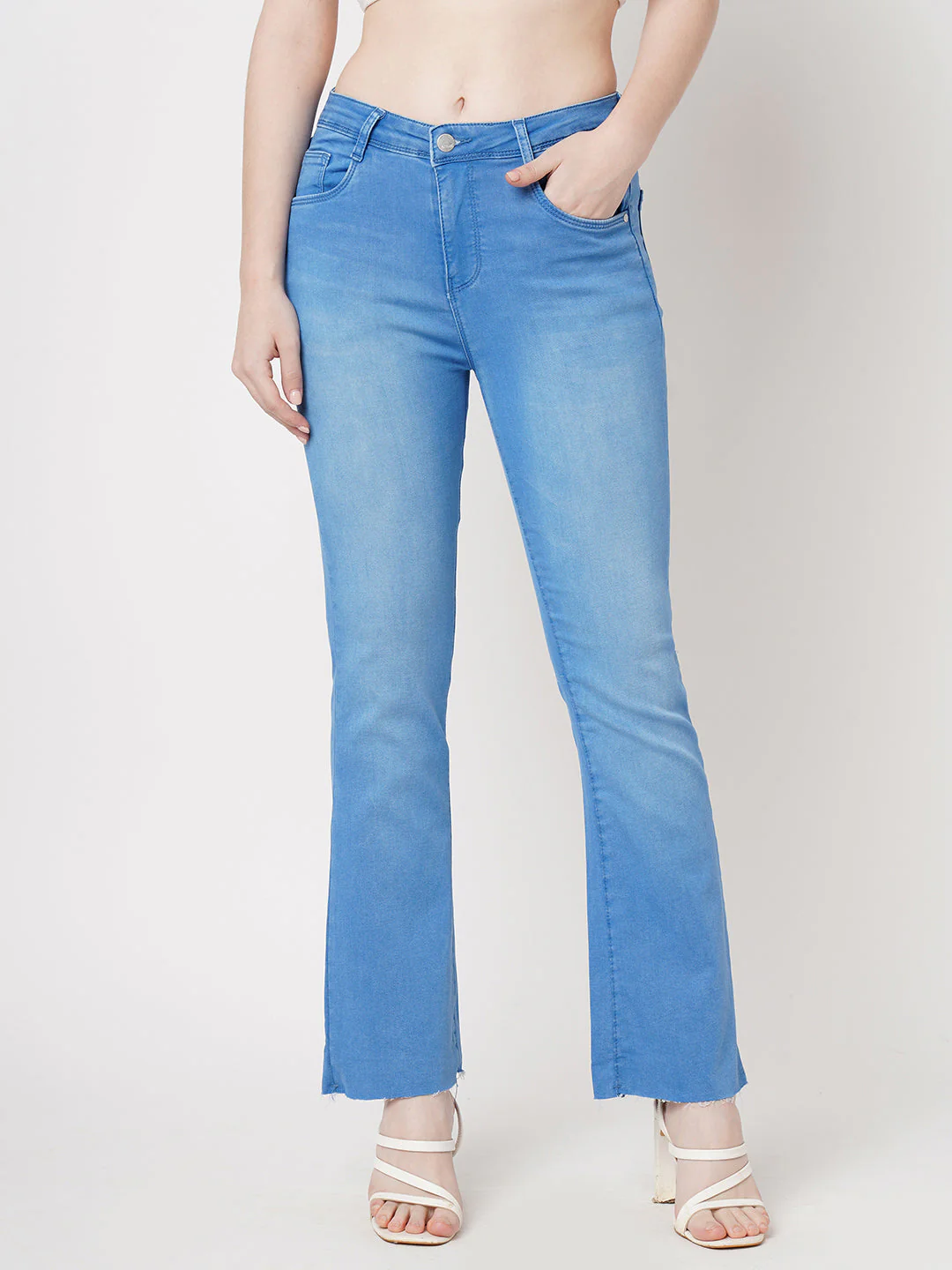 Women High-Rise Crop Flare Jeans - Image 2