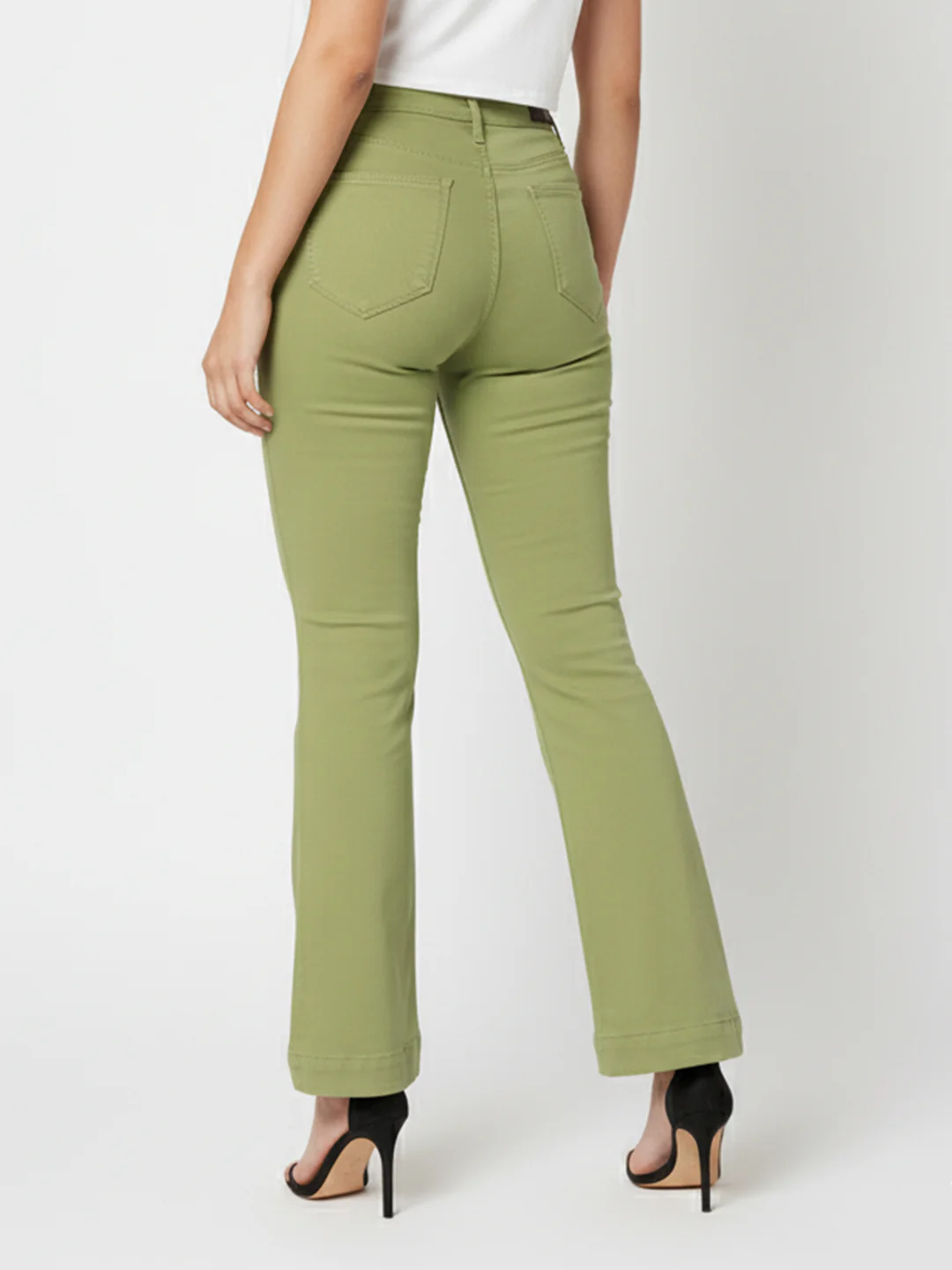 Women Olive High-Rise Flare Jeans - Image 3