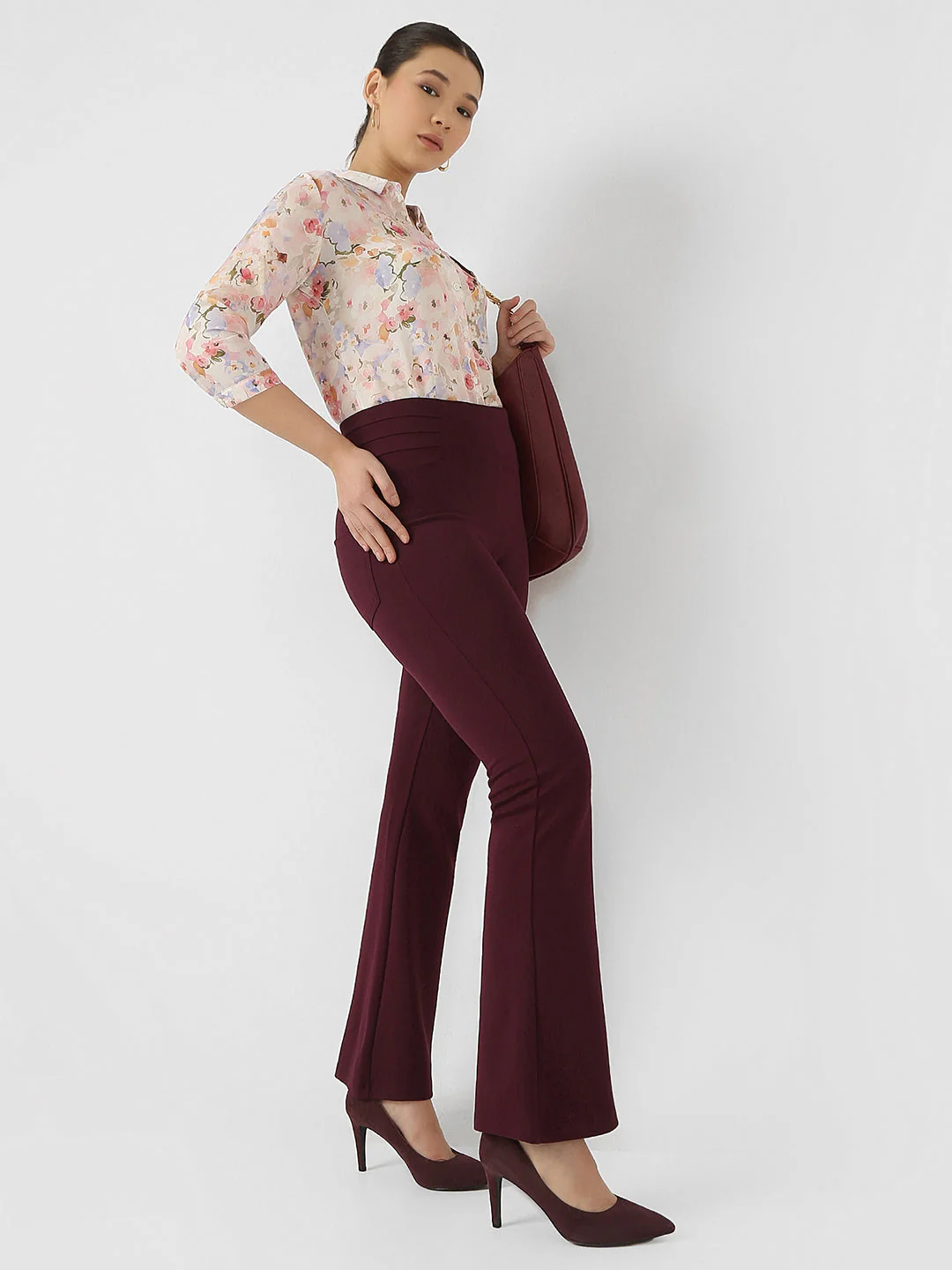 Women High-Rise Flared Treggings