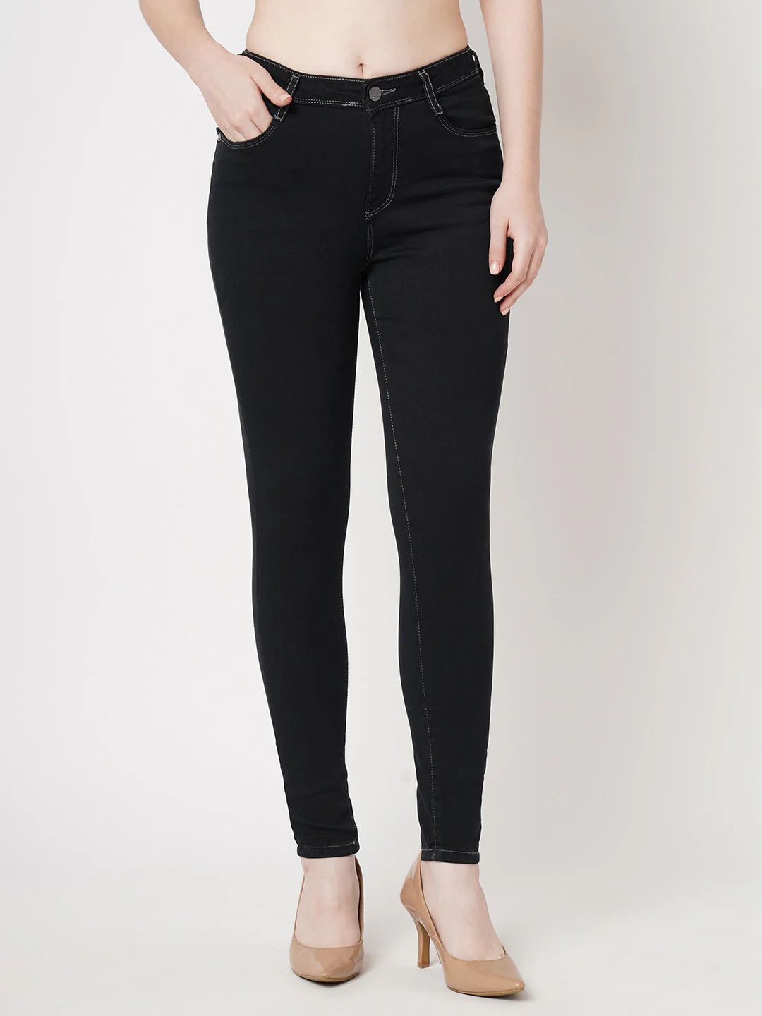 Women Dark Grey High-Rise Skinny Jeans - Image 2