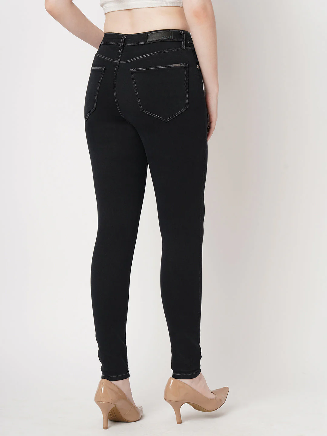 Women Dark Grey High-Rise Skinny Jeans - Image 3