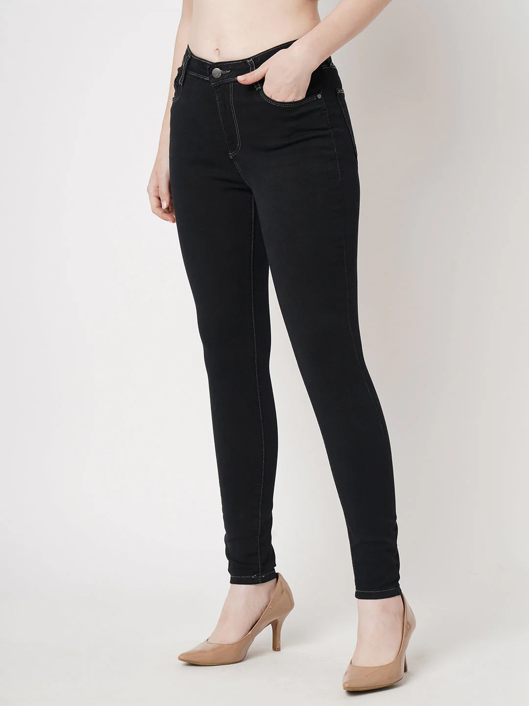 Women Dark Grey High-Rise Skinny Jeans - Image 5