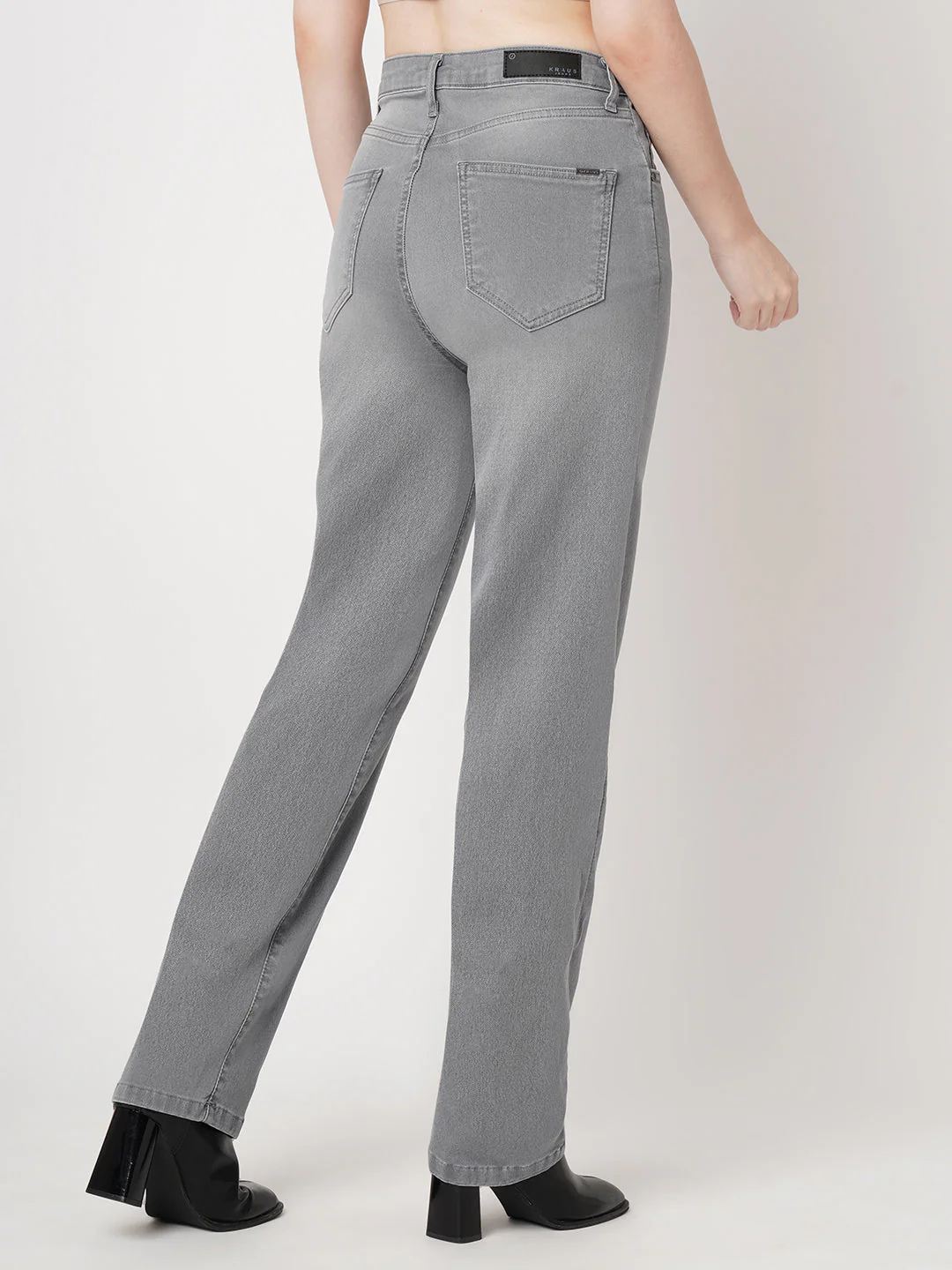 Women Grey High-Rise Straight Fit Jeans - Image 3