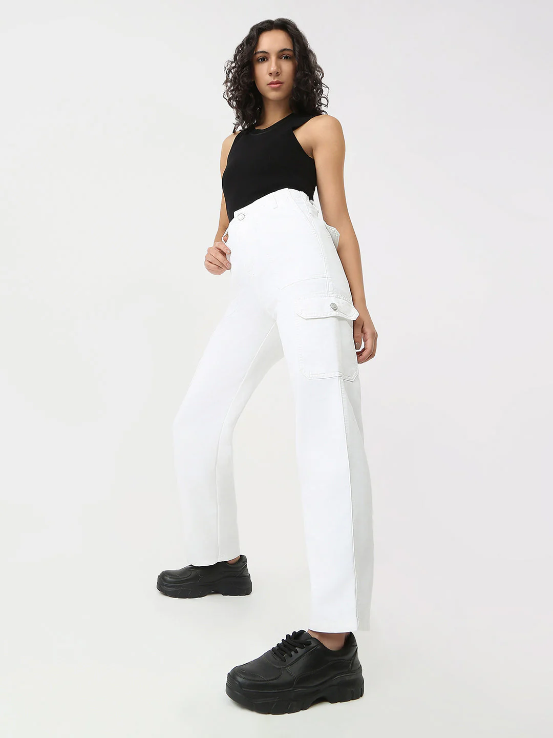 Women High-Rise Loose Fit Cargo