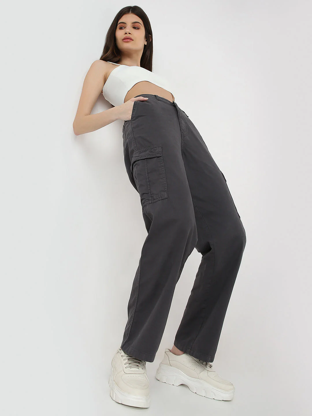 Women High-Rise Loose Fit Cargo