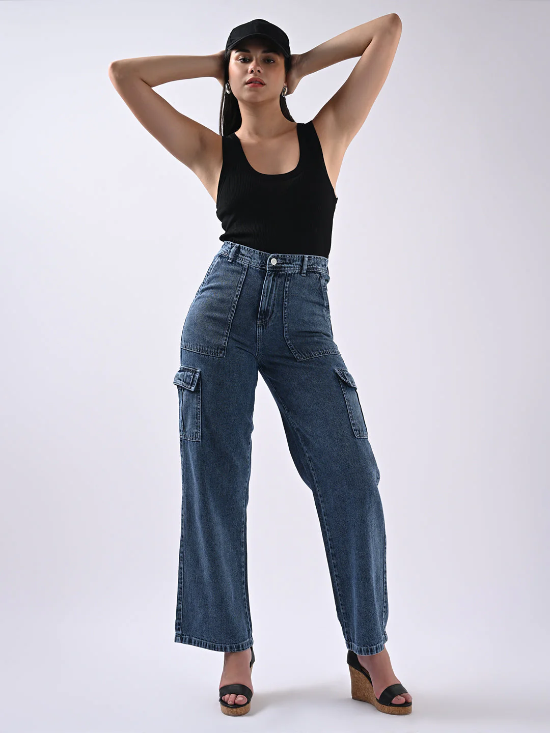 Women High-Rise Loose Fit Cargo