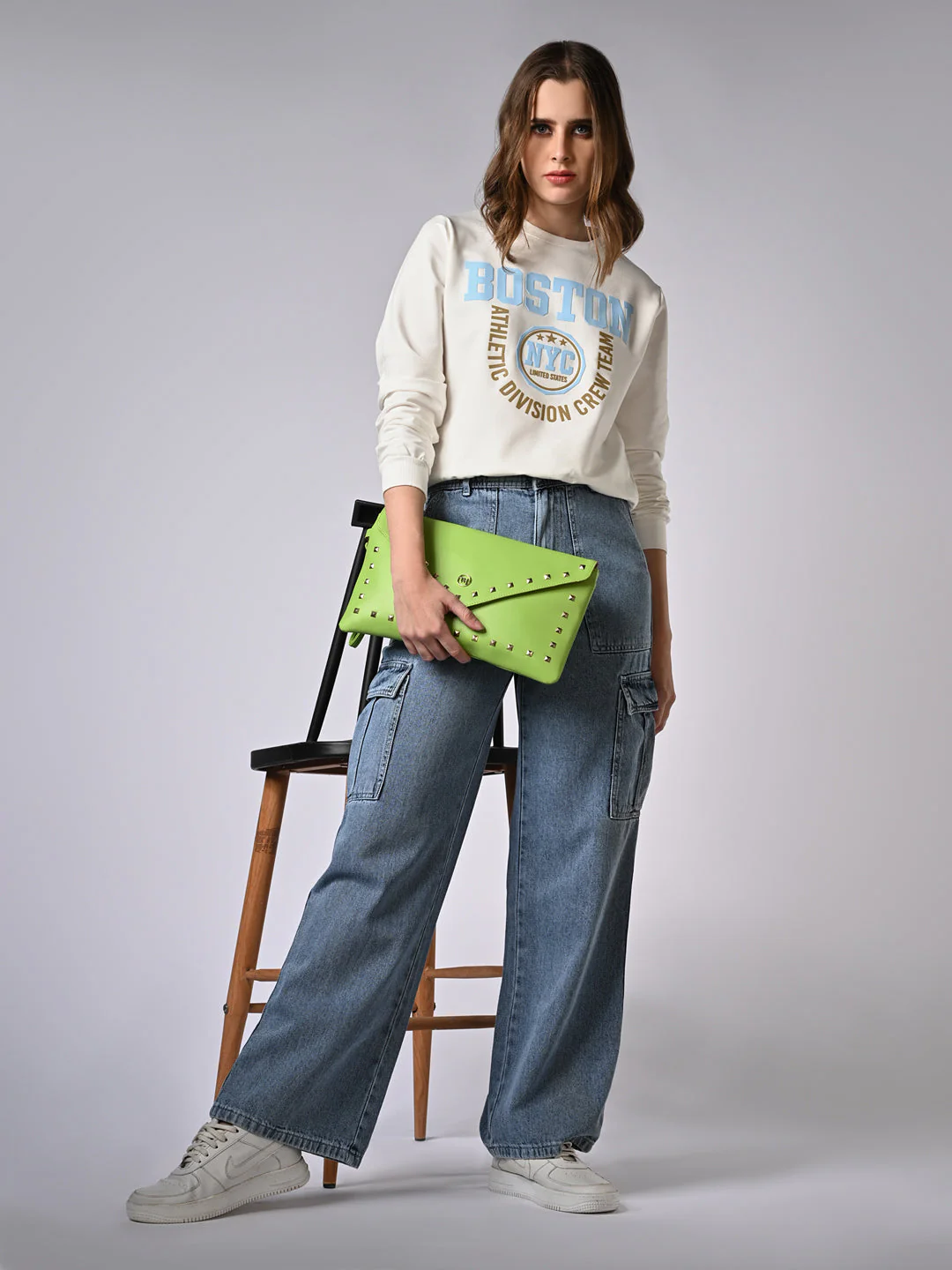 Women High-Rise Loose Straight Fit Cargo