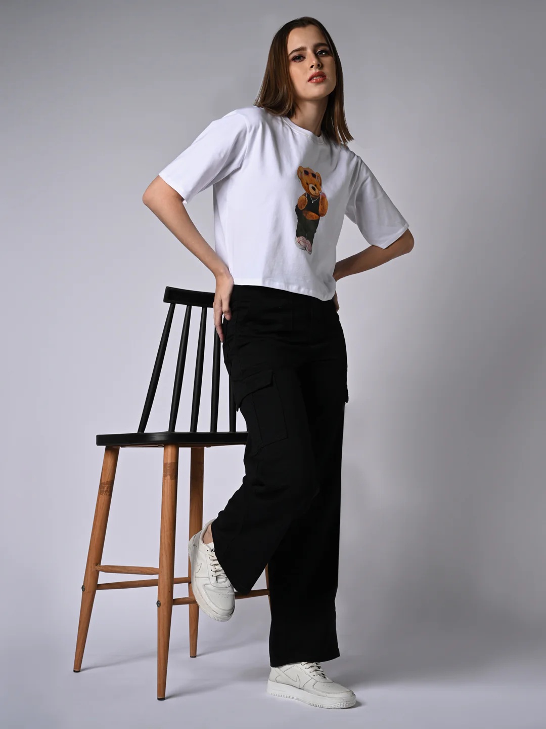 Women High-Rise Loose Straight Fit Cargo