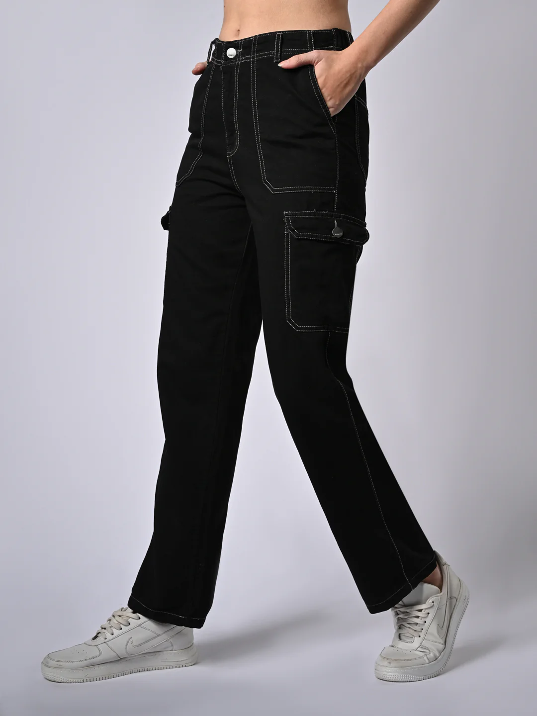 Women High-Rise Loose Straight Fit Cargo - Image 4