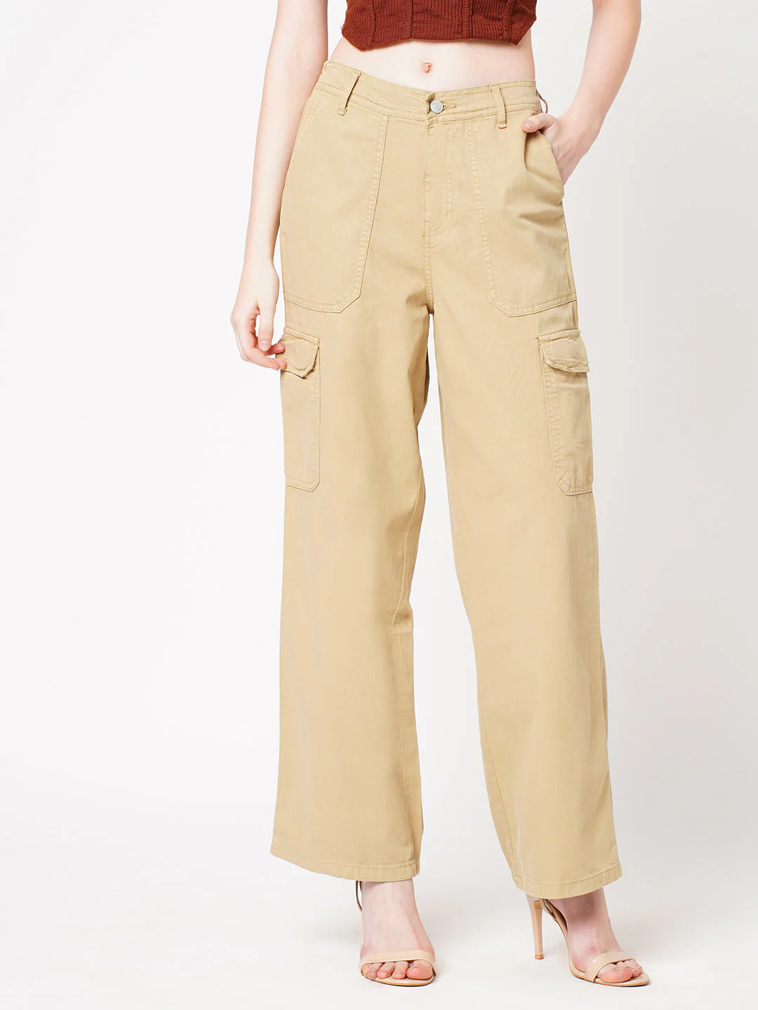 Women High-Rise Loose Straight Fit Cargo - Image 2