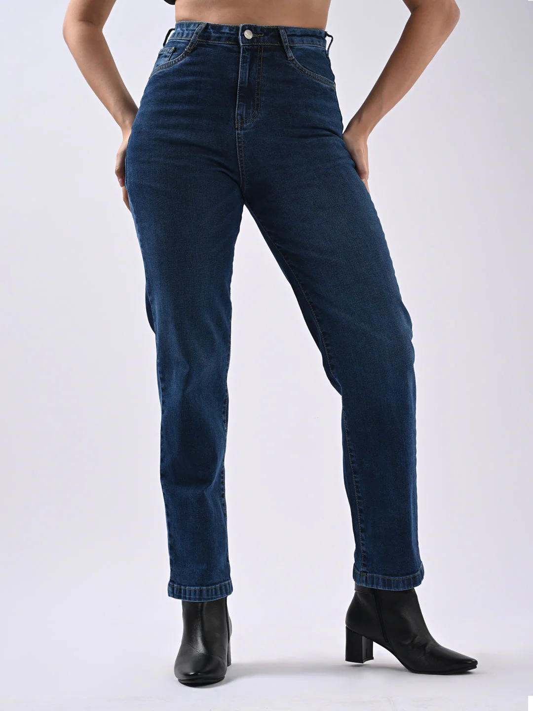 Women High-Rise Loose Straight Fit Jeans - Image 2
