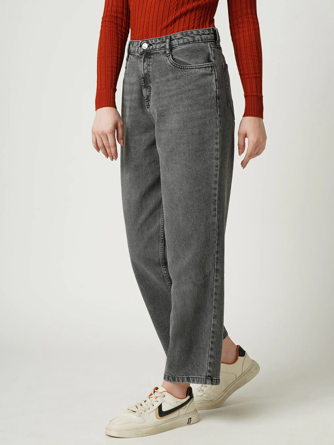 Women Grey High-Rise Loose Straight Fit Jeans - Image 5