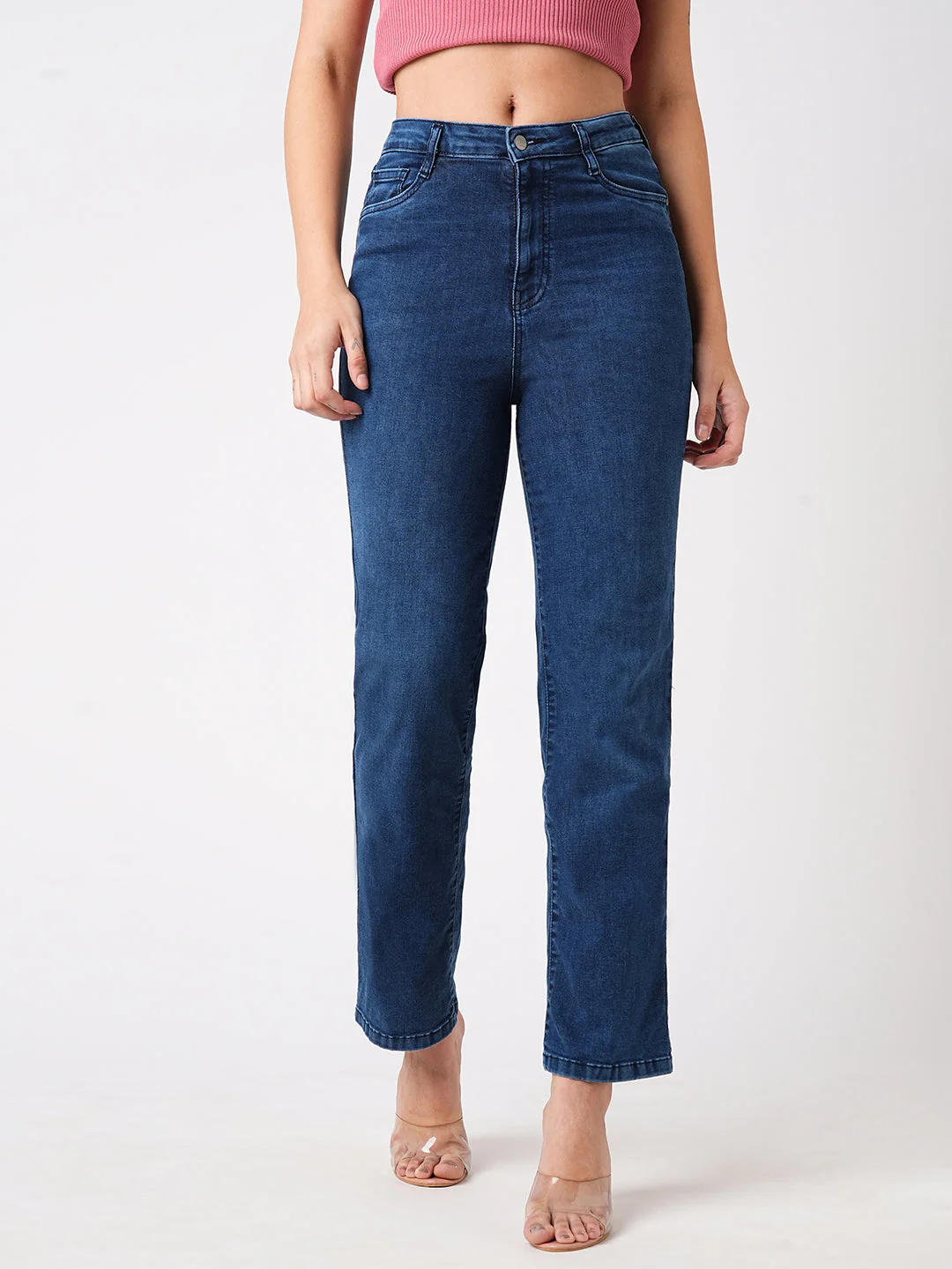 Women High-Rise Loose Straight Fit Jeans - Image 2