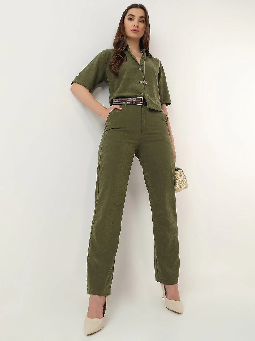 Women High-Rise Loose Straight Fit Korean Pants