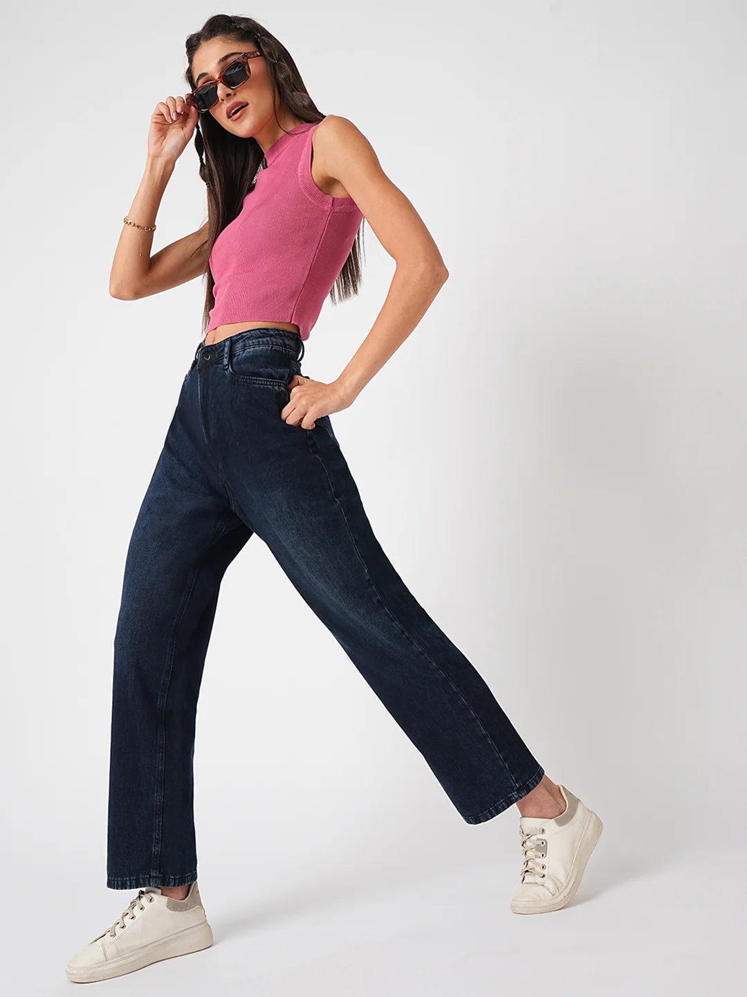 Women High-Rise Loose Straight Jeans - Image 3