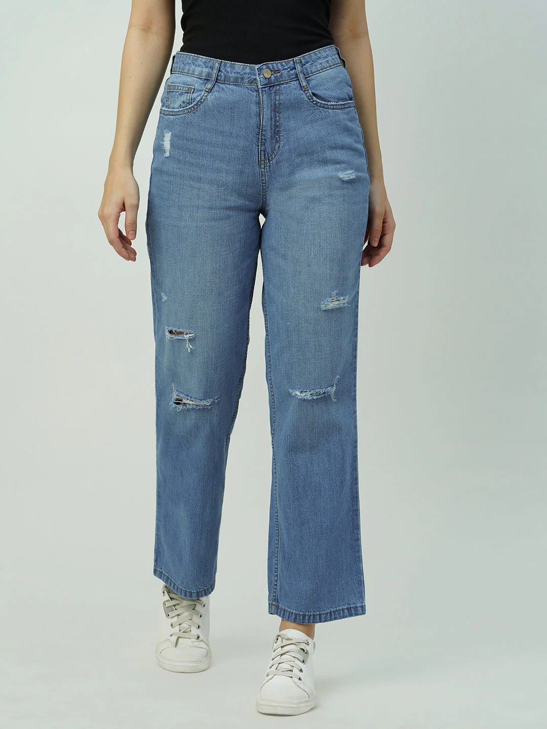 Women High-Rise Loose Straight Jeans