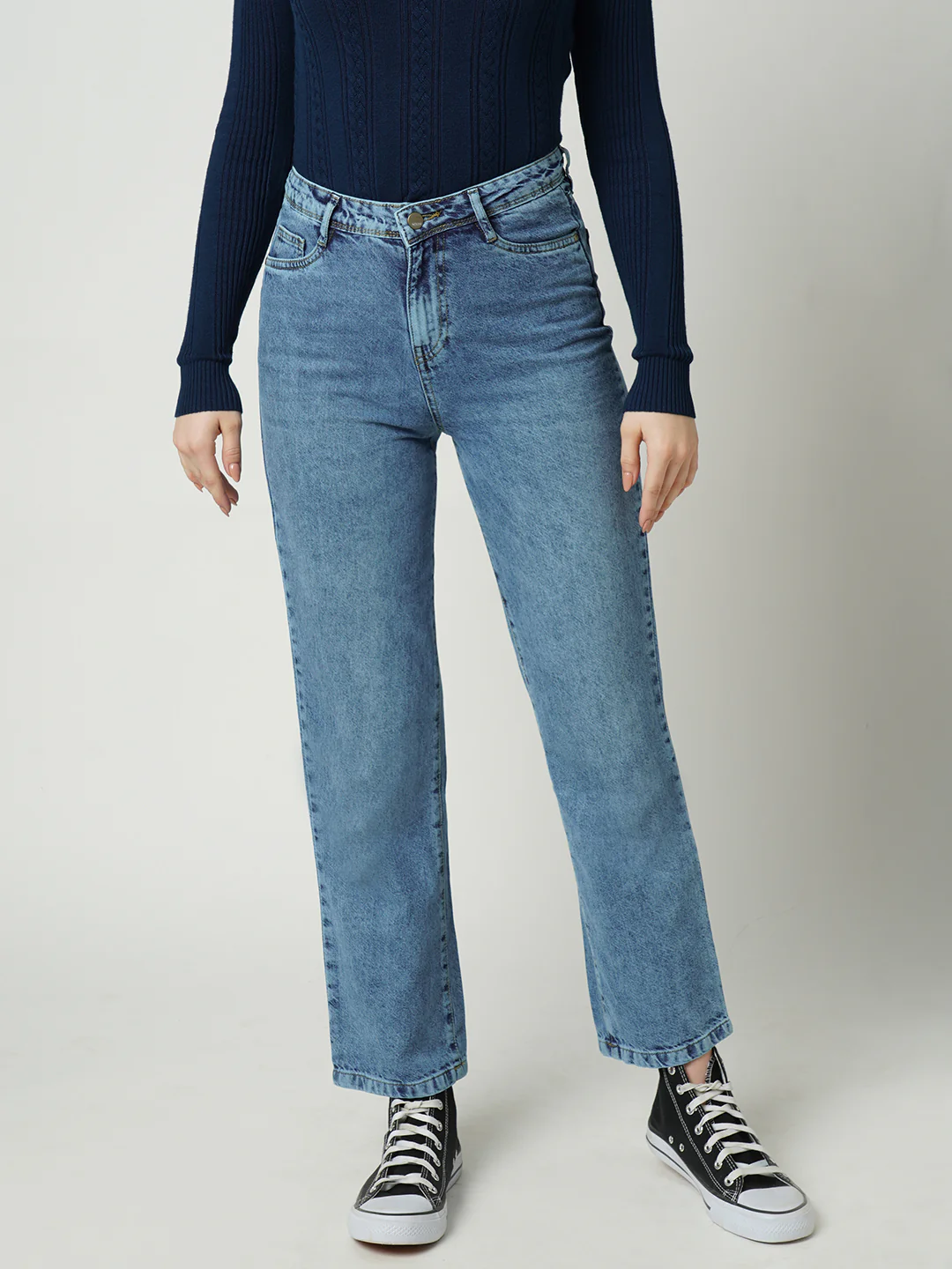 Women High-Rise Loose Straight Jeans - Image 2