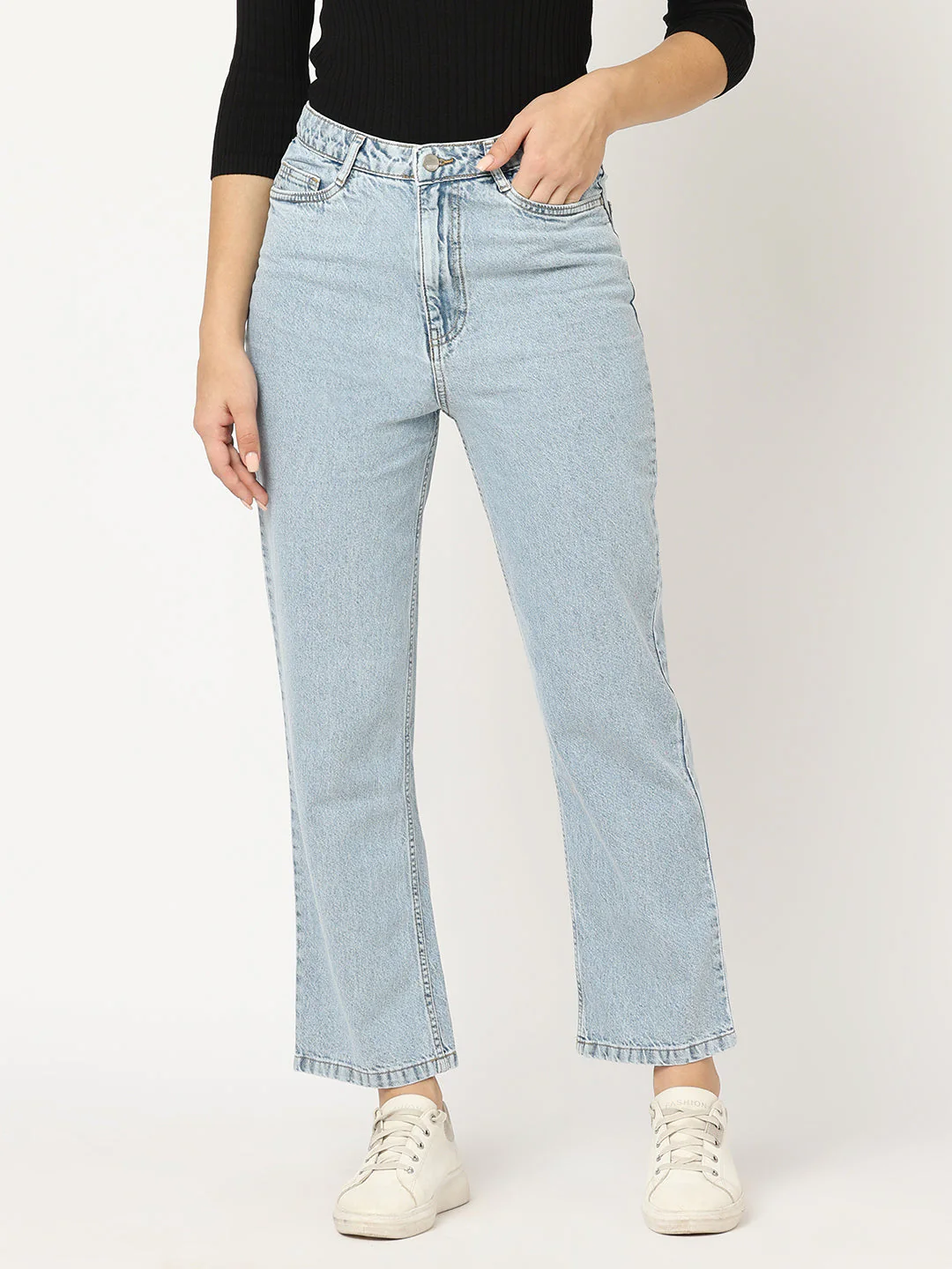 Women High-Rise Loose Straight Jeans