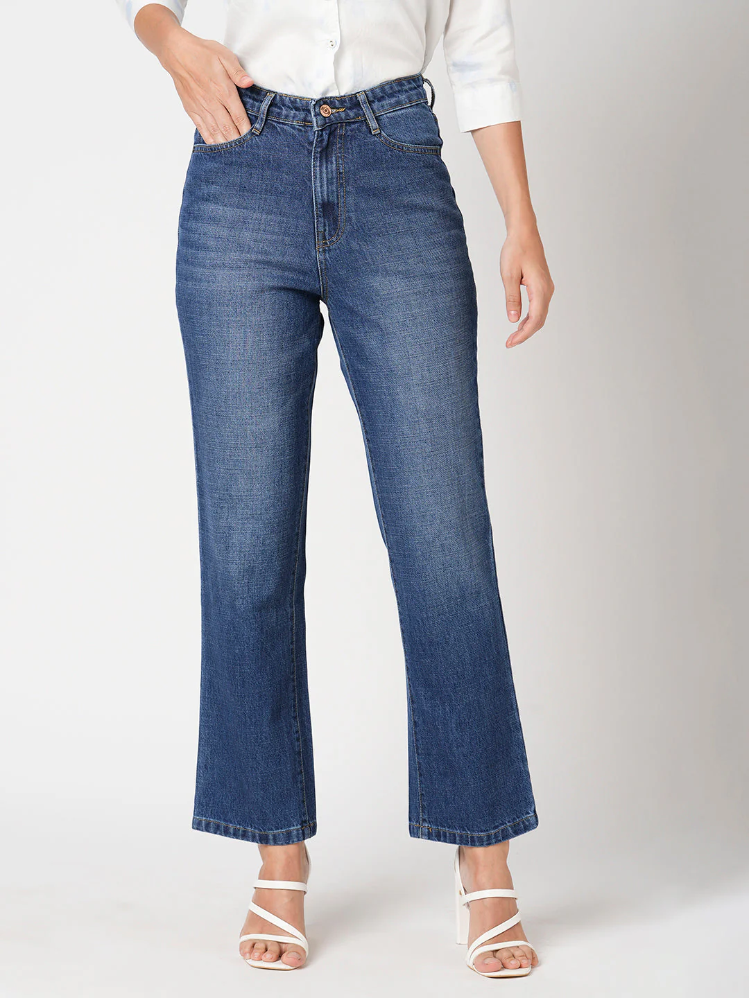 Women High-Rise Loose Straight Jeans - Image 2