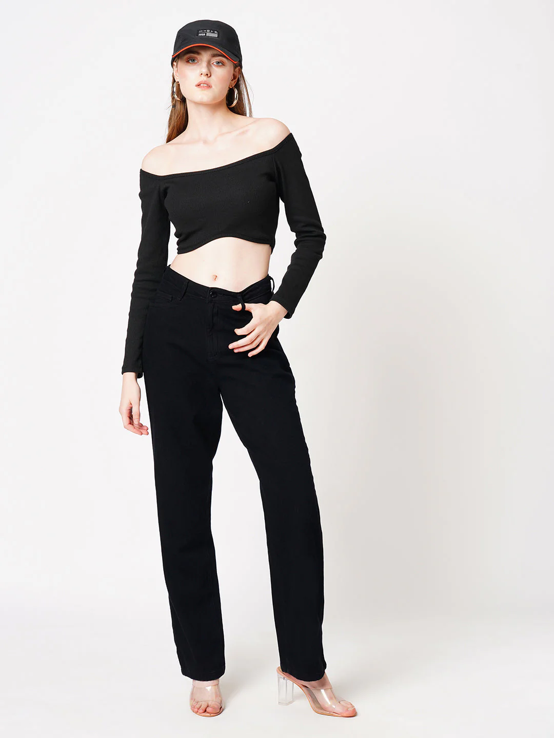 Women Black High-Rise Loose Straight Jeans - Image 4