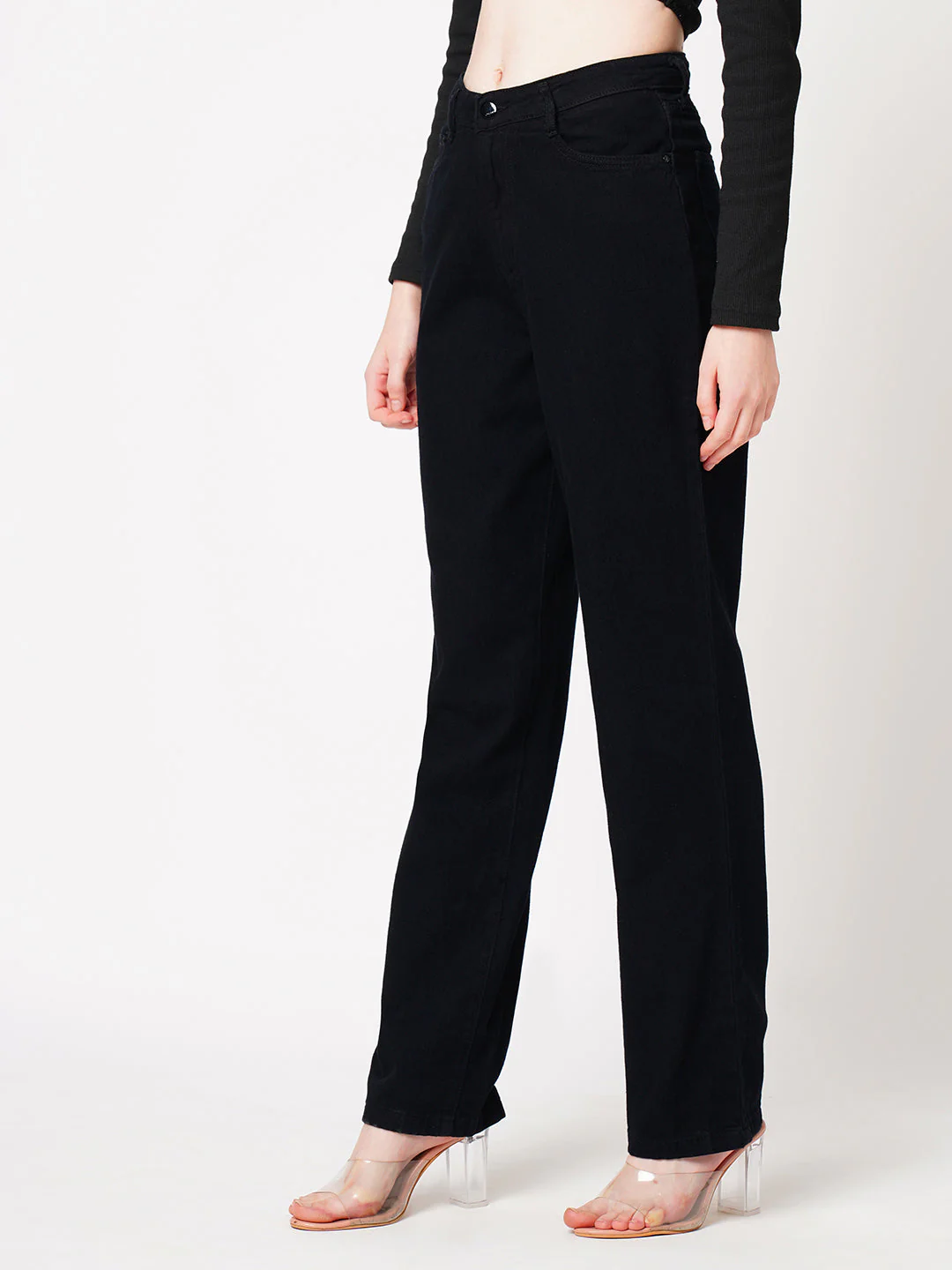 Women Black High-Rise Loose Straight Jeans - Image 6