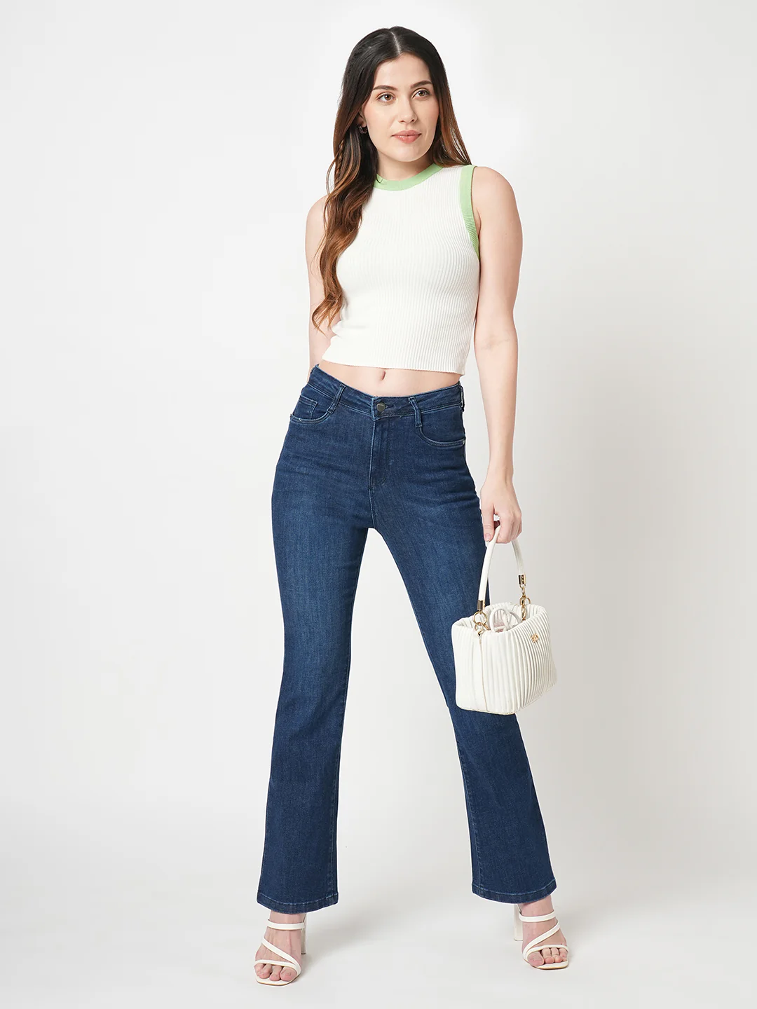Women High-Rise Mini Flare Jeans - Image 2