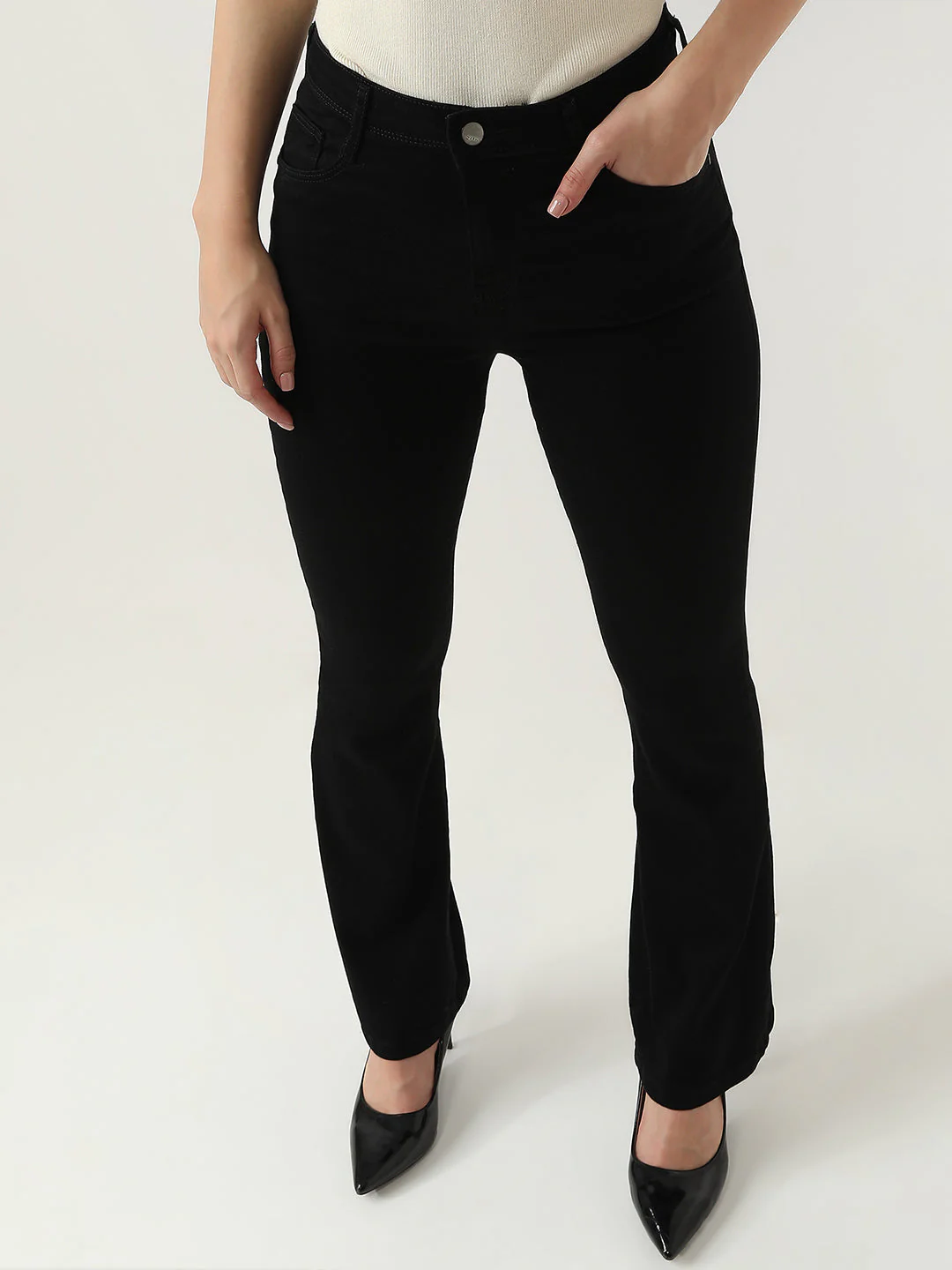 Women High-Rise Mini Flare Jeans - Image 2