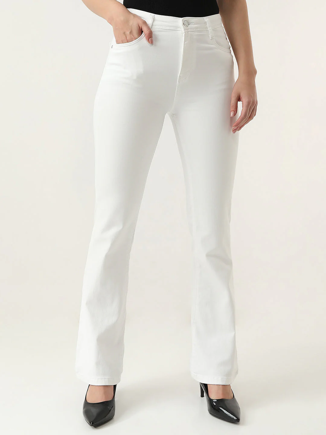 Women High-Rise Mini Flare Jeans - Image 2