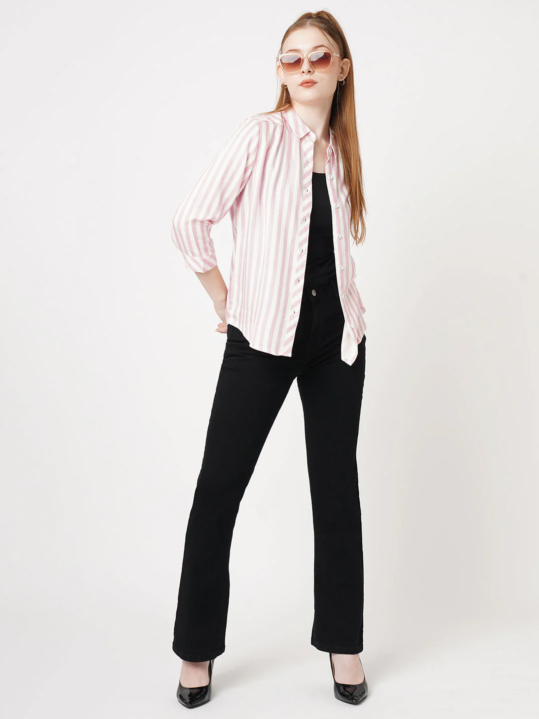 Women High-Rise Mini Flare Jeans - Image 2