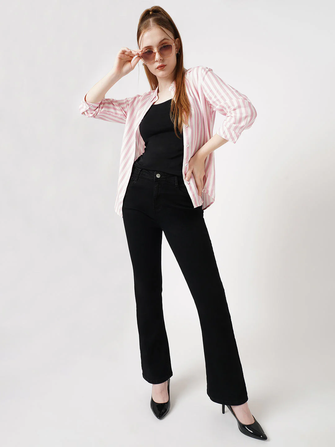 Women High-Rise Mini Flare Jeans - Image 4
